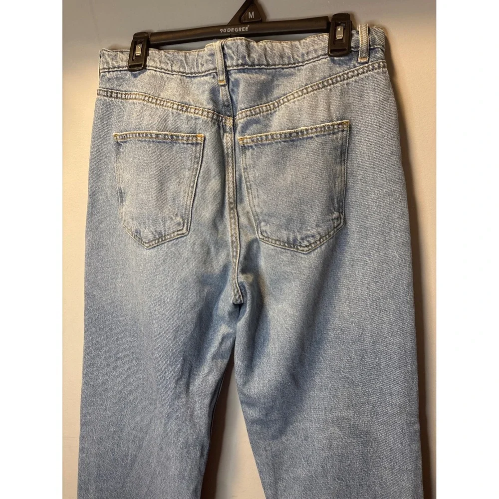 Free People High Rise Straight Wide Leg Split Hem Jeans Vintage Light Wash 30